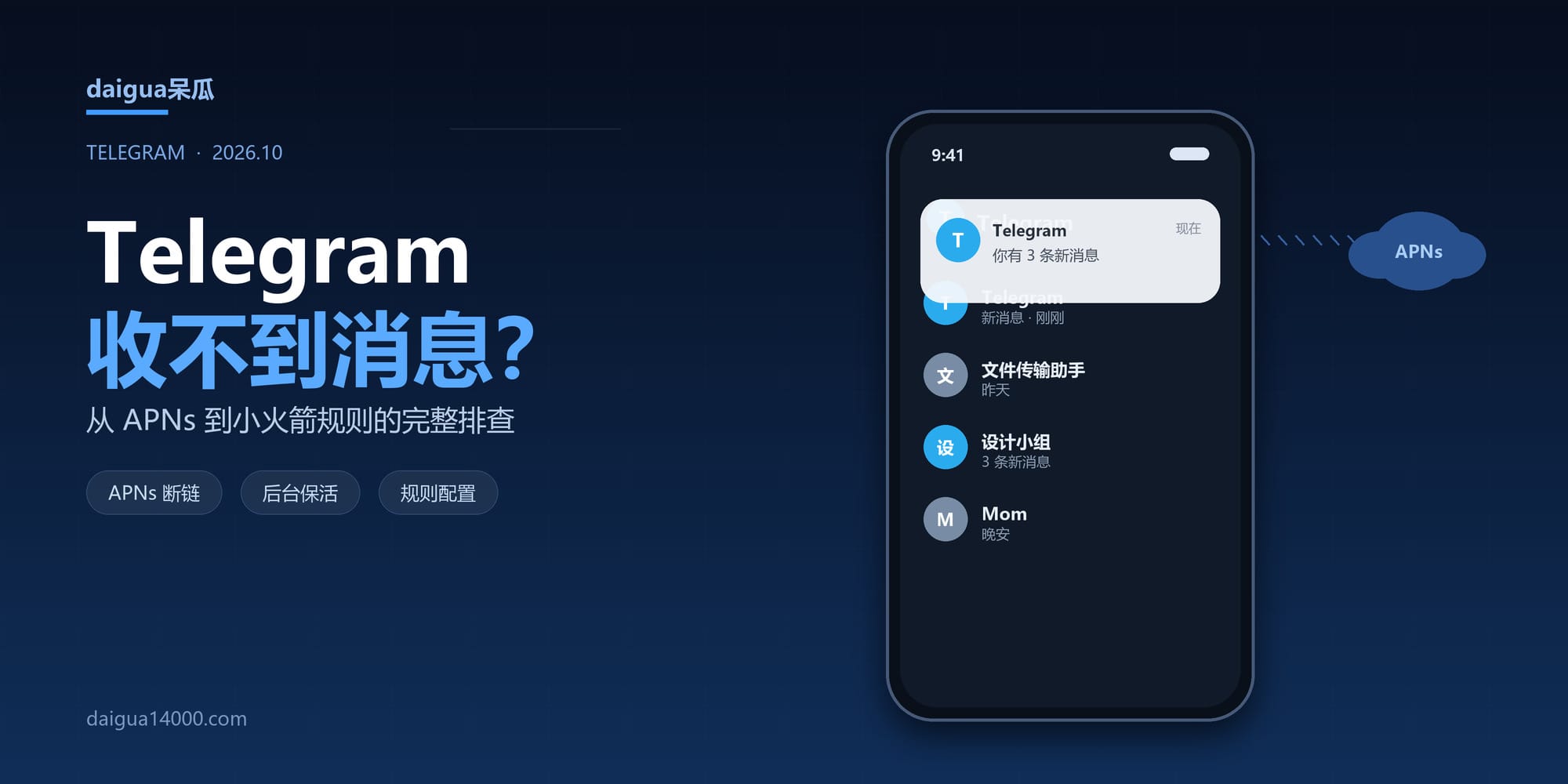 Telegram 收不到消息？2026 年 10 月：小火箭 APNs 推送修复教程（附模块下载）